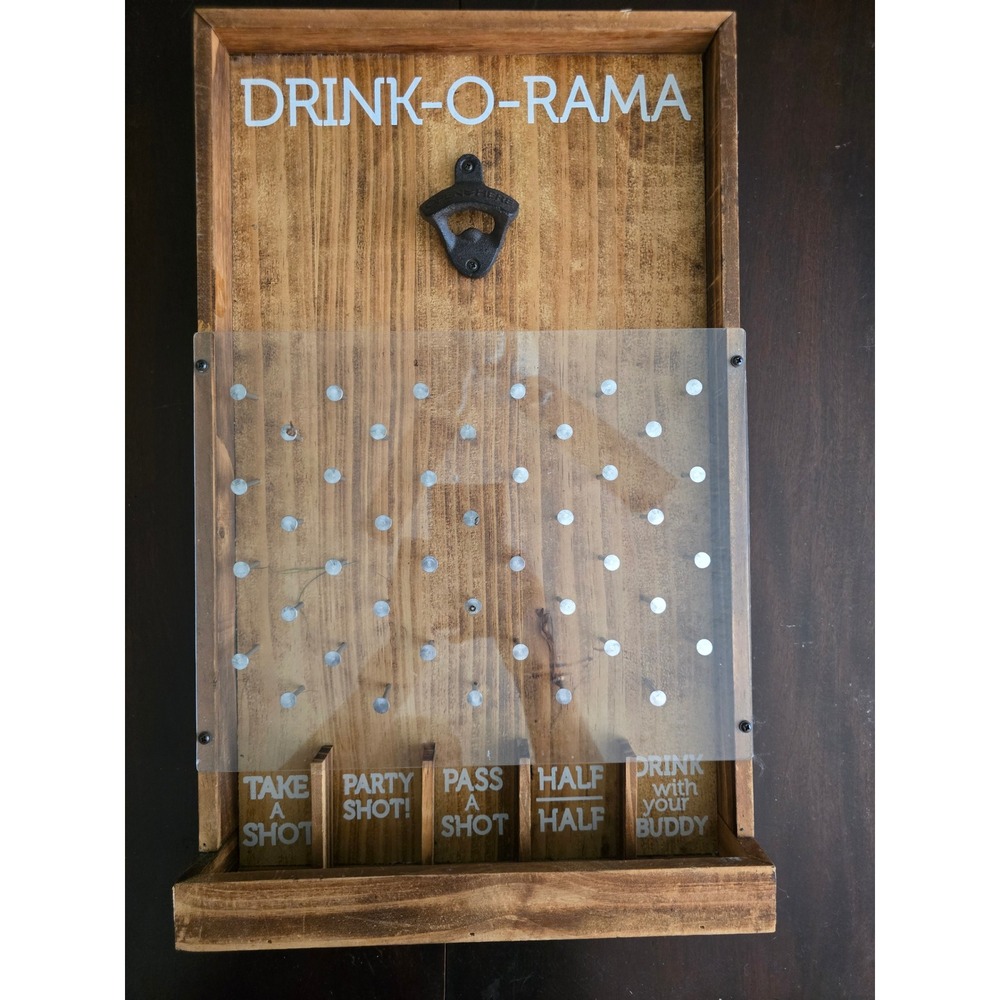 Merchsource Drink-O-Rama Wooden Wall Bottle Opener Plinko Drinking Game 21 Inch